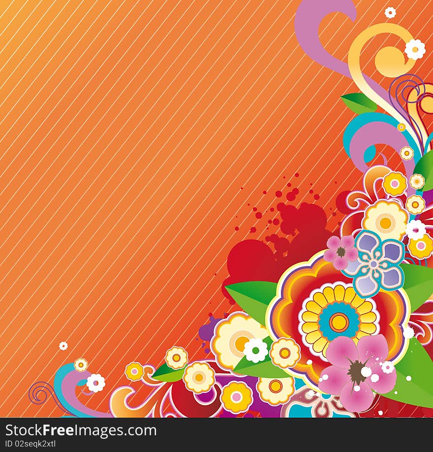 Modern background with colored floral ornament and free space for your text. Modern background with colored floral ornament and free space for your text