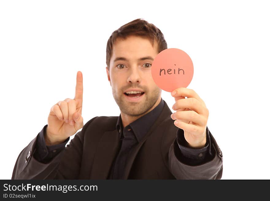 Young man holding a plate