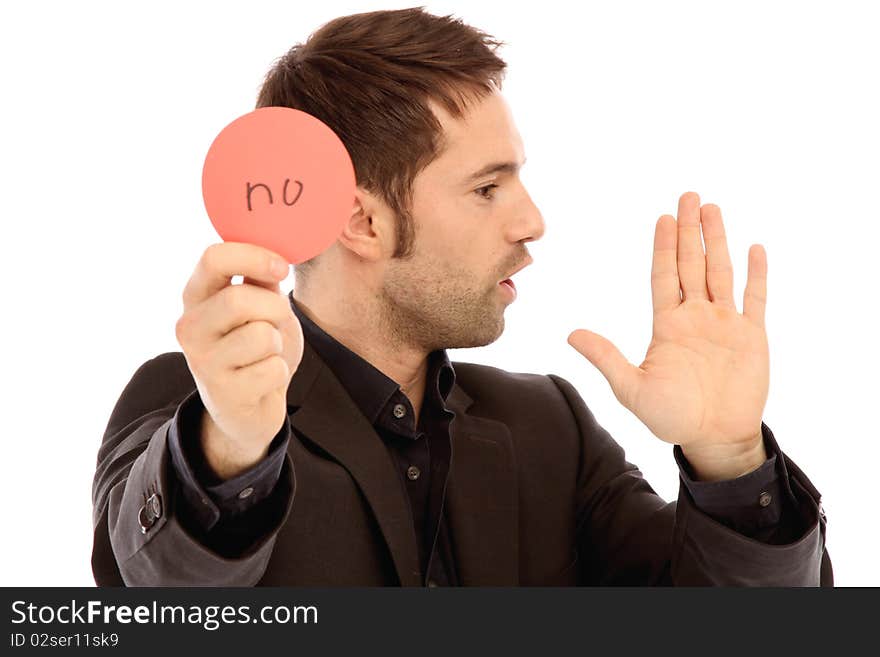 Young man holding a plate