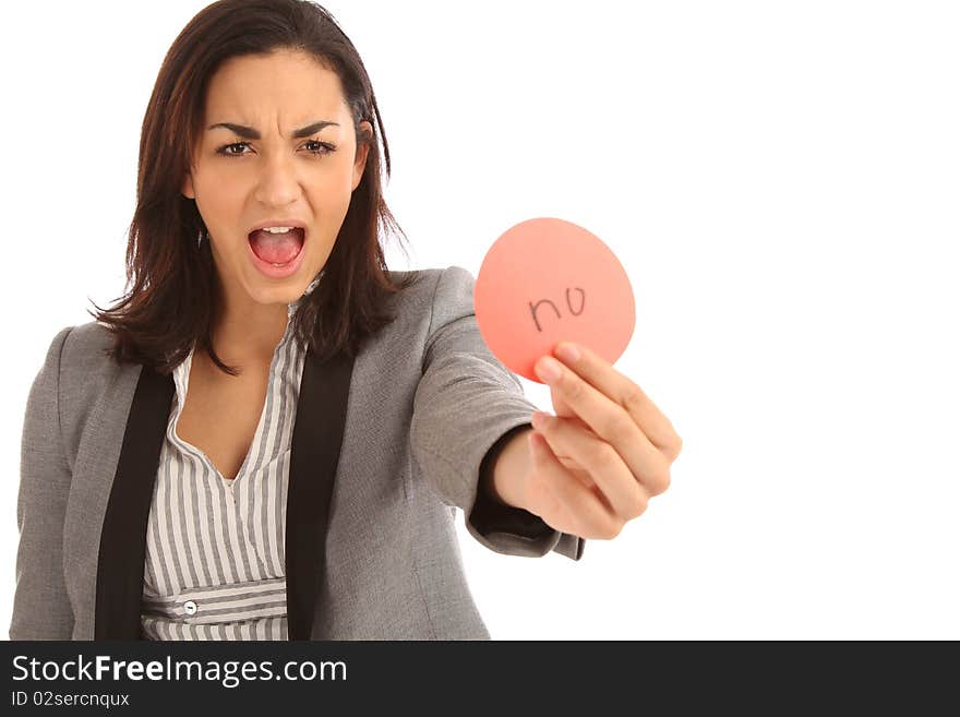 Young woman holding a red plate