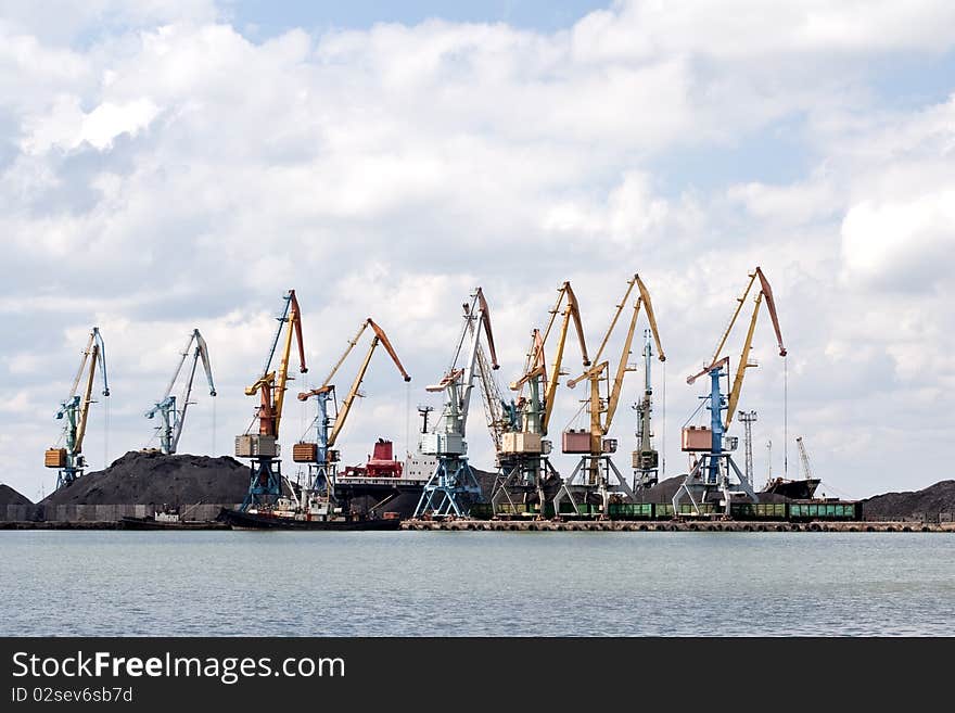 Seaport With The Tower Cranes