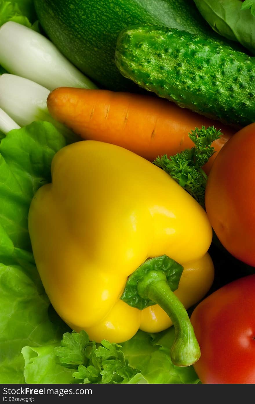 Yellow paprika among other fresh vegetables