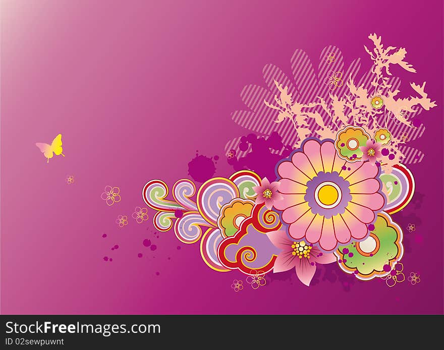 Modern background with colored floral ornament and free space for your text. Modern background with colored floral ornament and free space for your text