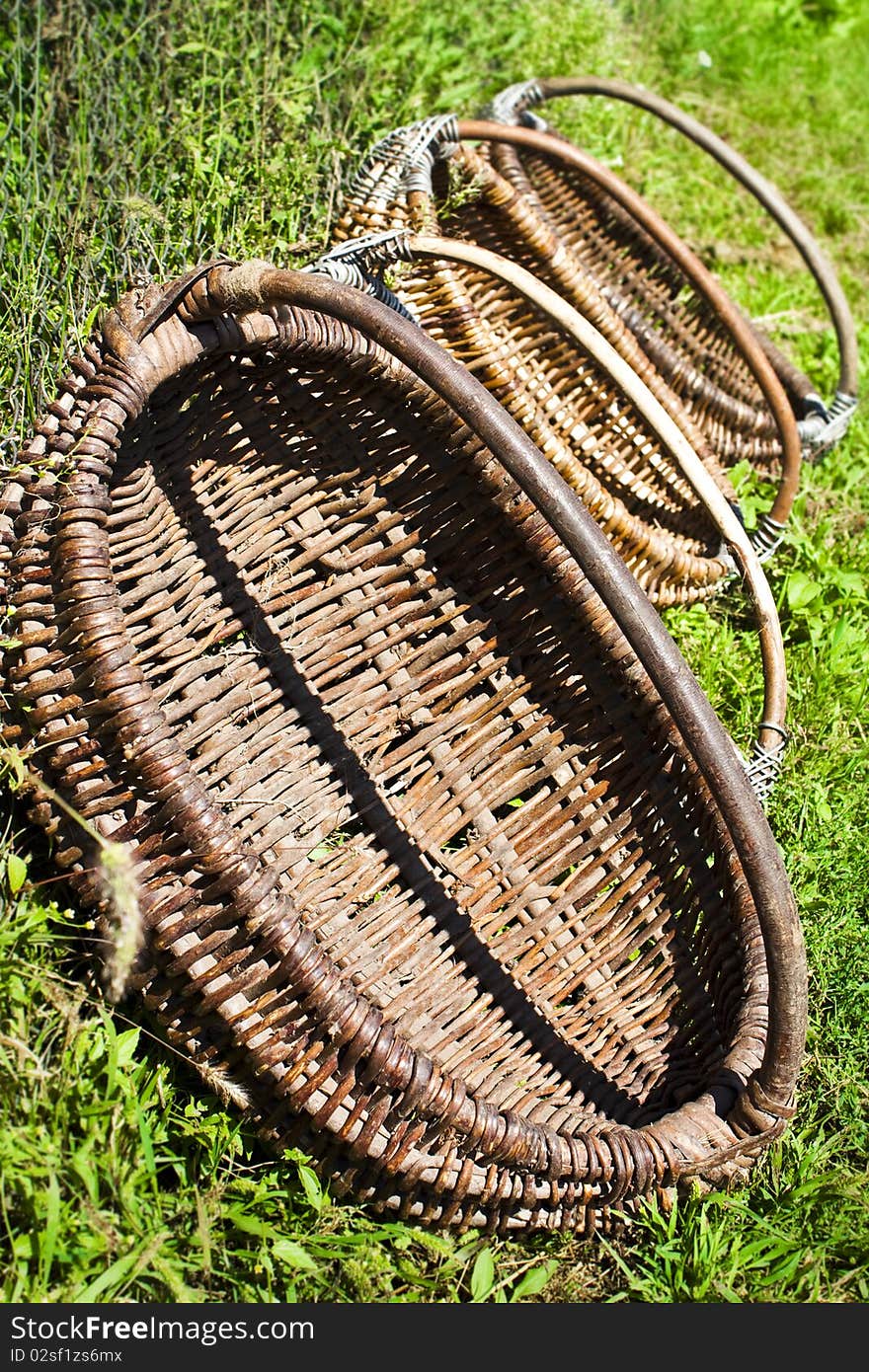 Baskets on grass