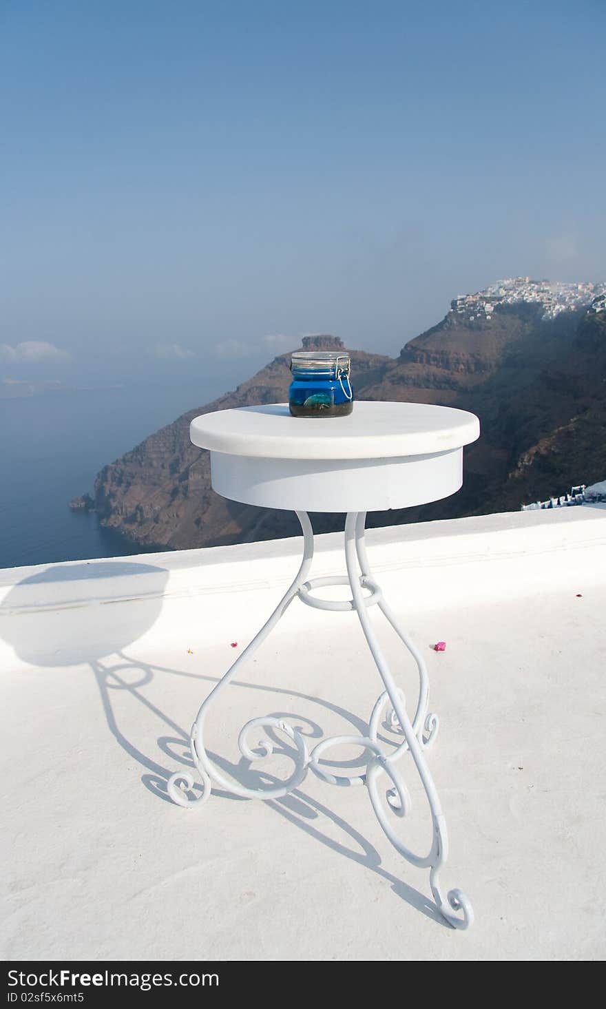 Open Air Restaurant With Sea And Mountain View