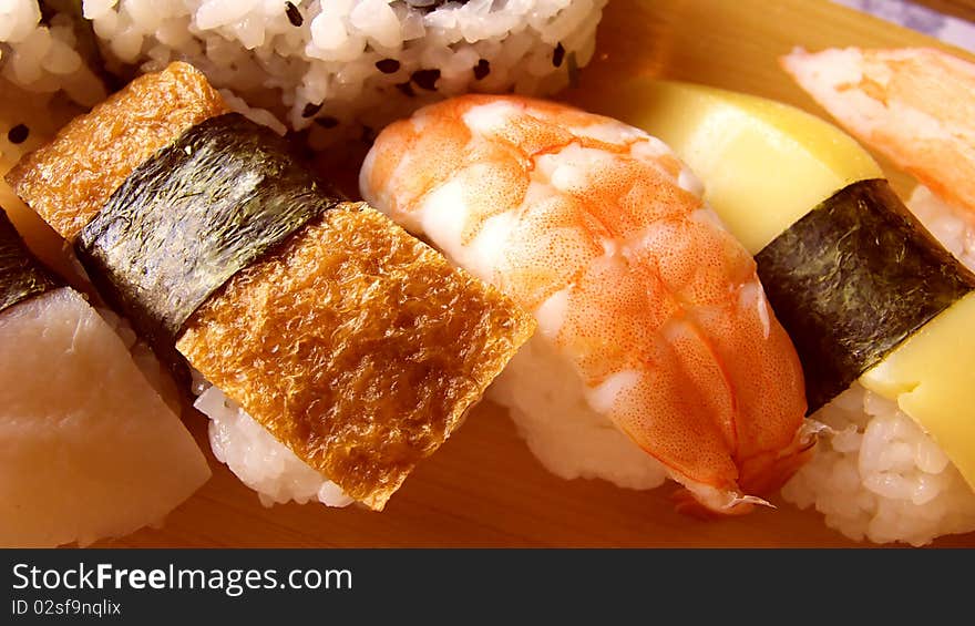 Japanese sushi food in close-up