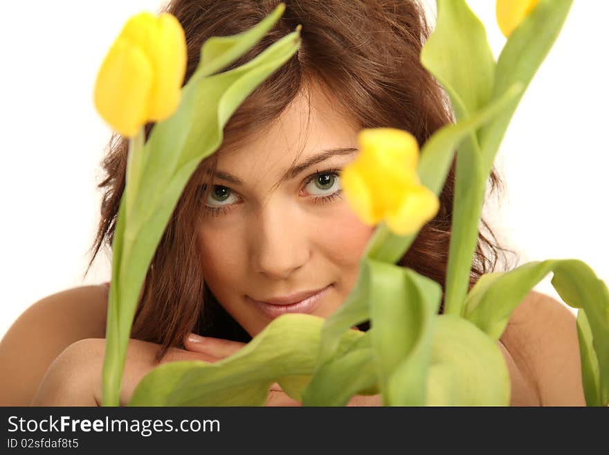 Young woman with flowers