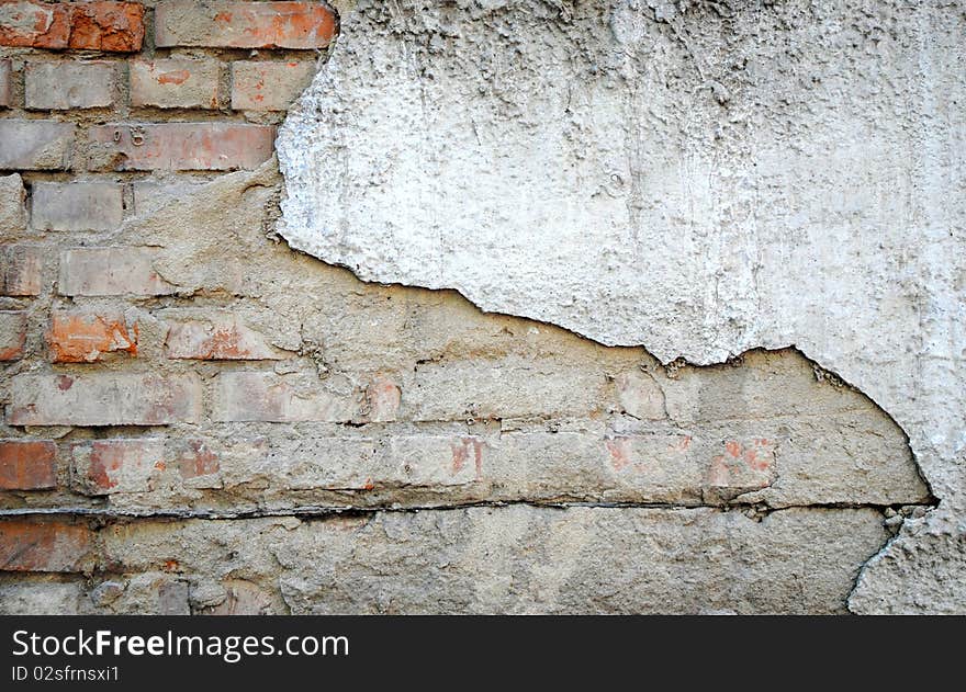 Red aged brick background, grunge wall