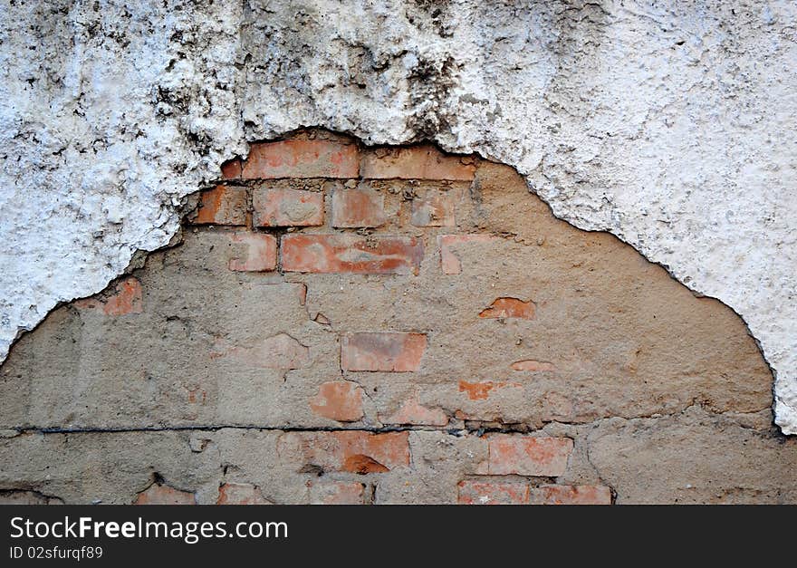 Red aged brick wall background