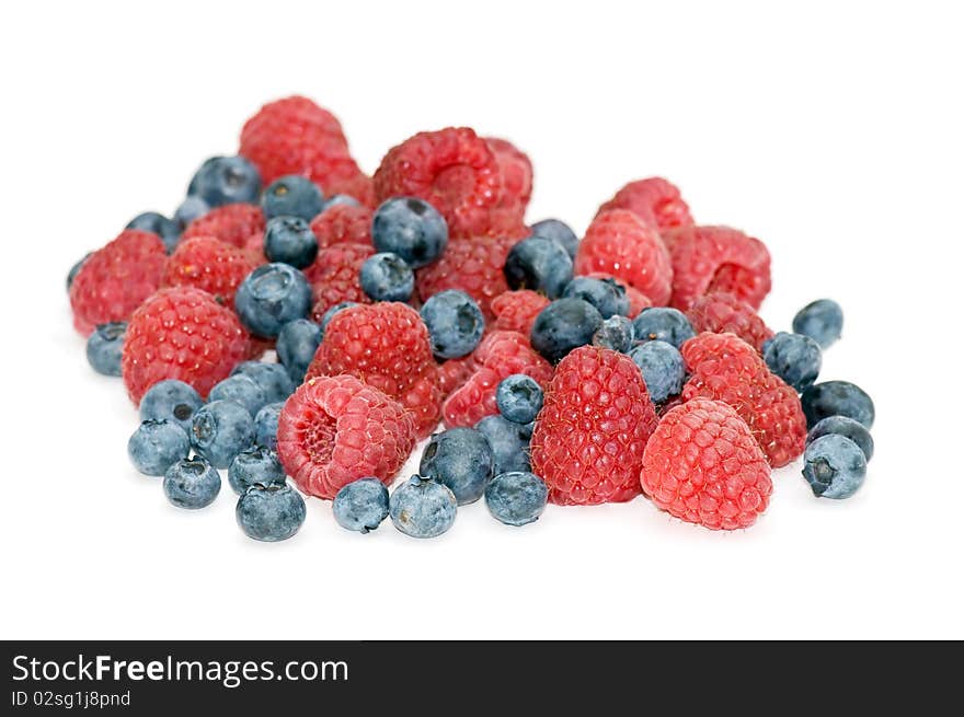 Raspberries, Blueberries.