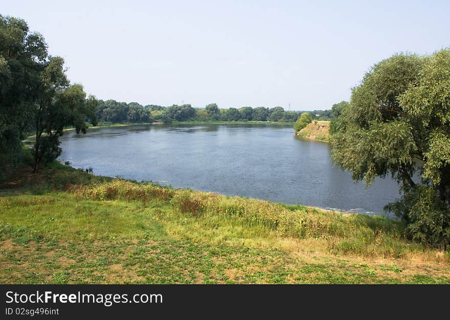 Summer landscape: river in Kolomna, Russia.