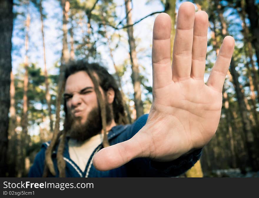 The guy with dreadlocks protests