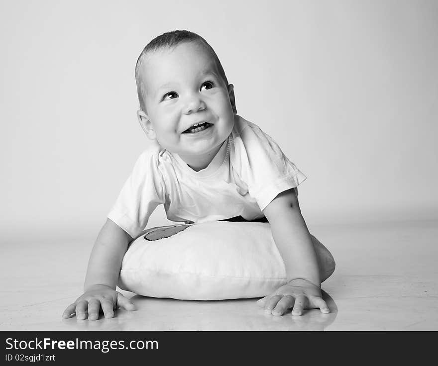 Cute little boy isolated. black-and-white. Cute little boy isolated. black-and-white