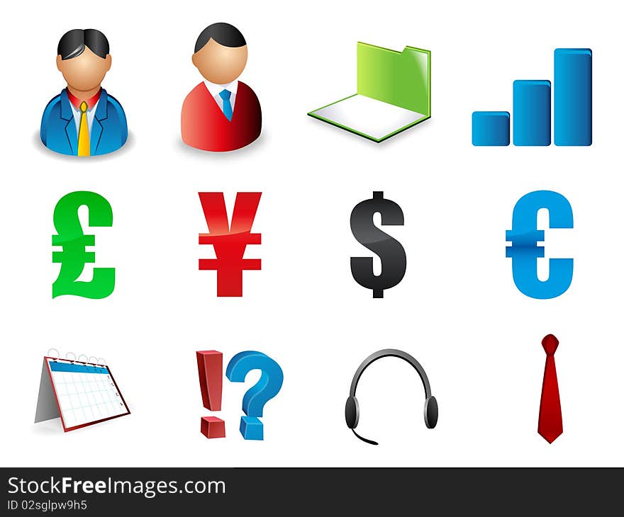 Set of business related vector icons on white