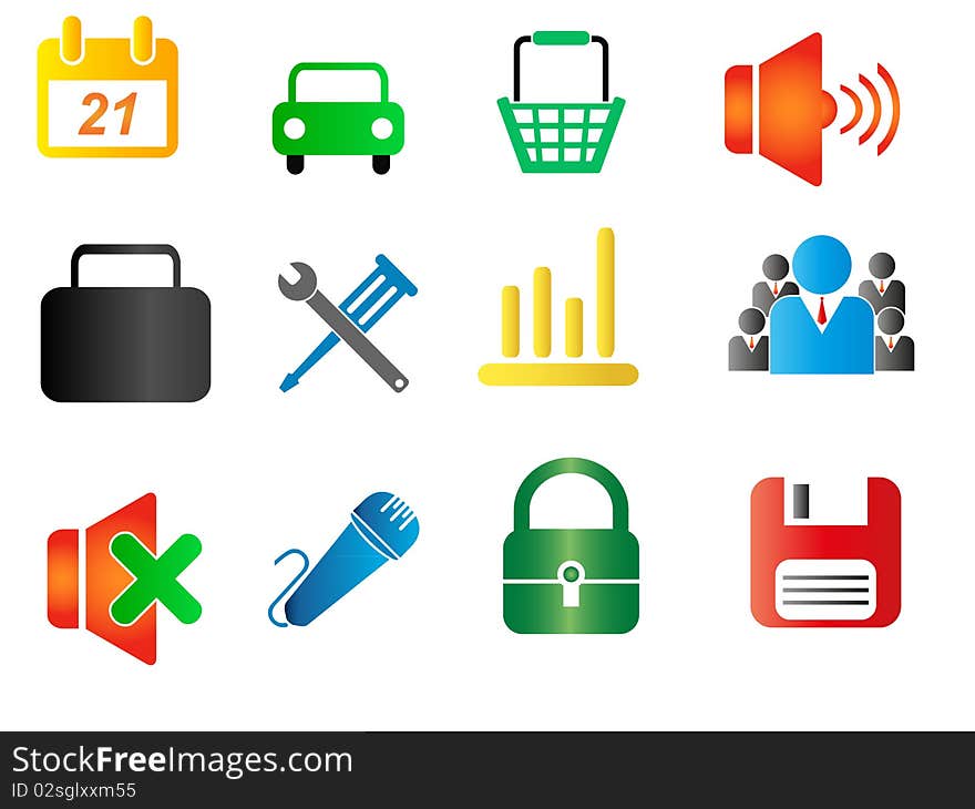 Set of business related vector icons on white