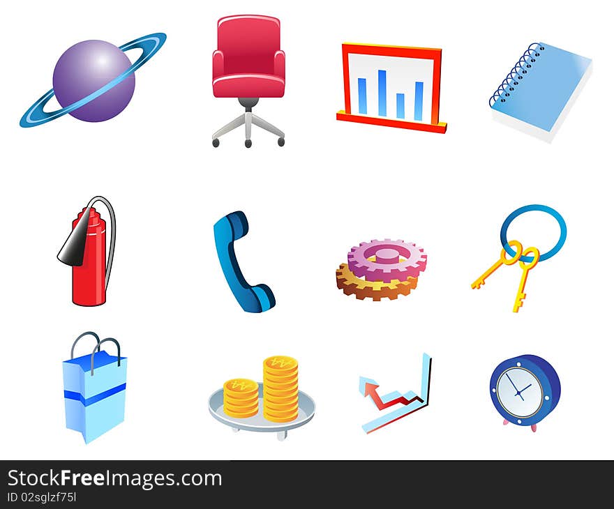 Set of business related vector icons on white