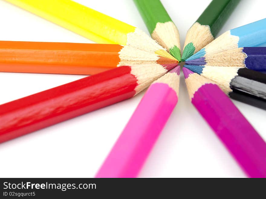 Colored pencils isolated on white