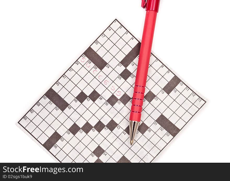 Crossword Puzzle with Red Pen