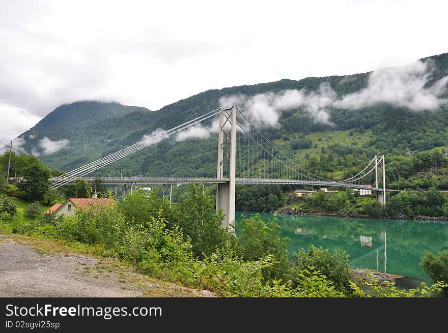 Bridge over fjord in Norway.