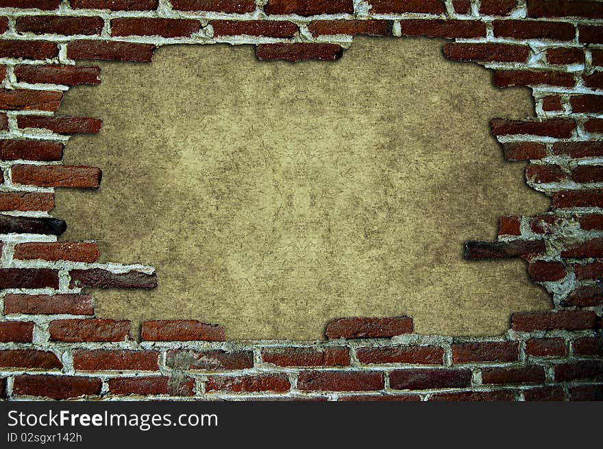 Many red brick posed to form a frame. Many red brick posed to form a frame