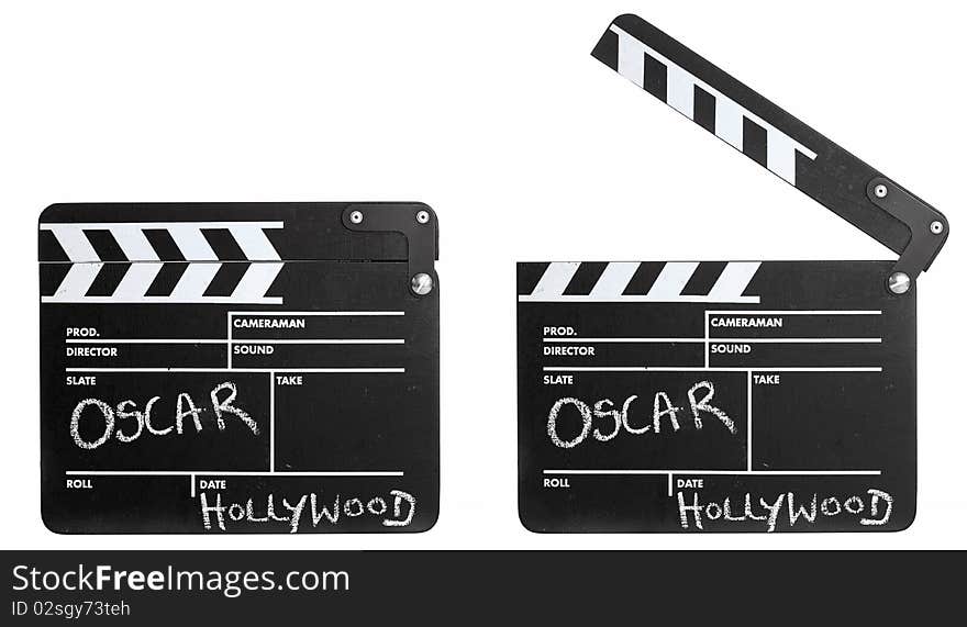 Isolated film slate on white background. Isolated film slate on white background