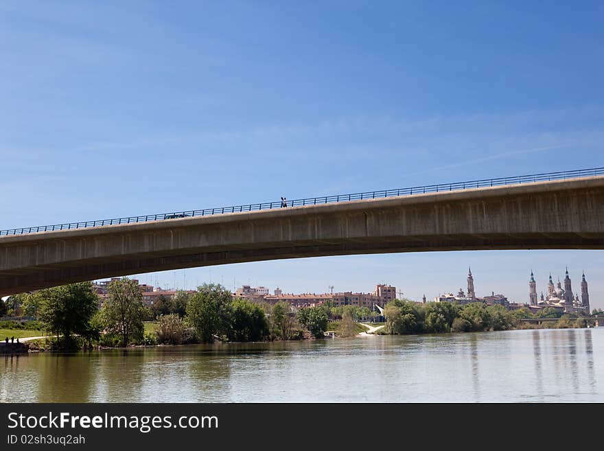 Details of concrete bridge and river