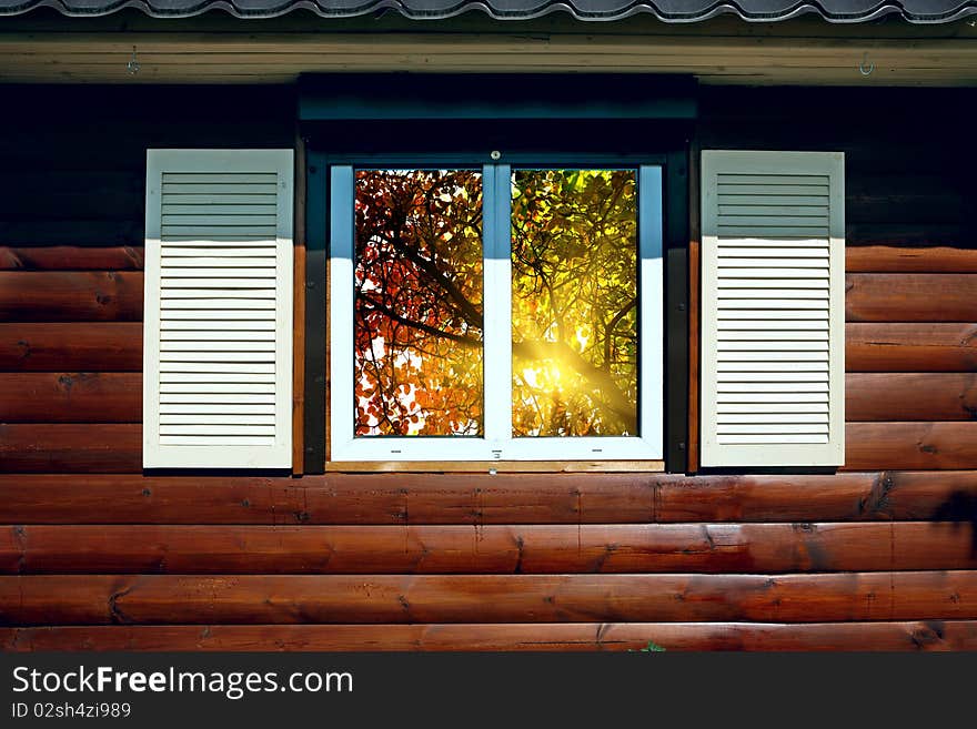 Window and type in the meadow