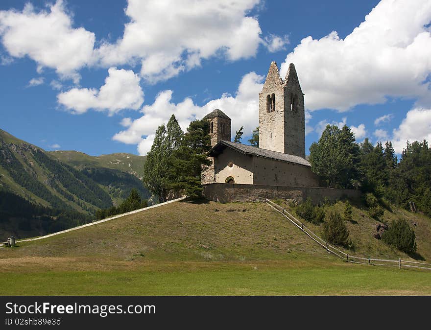 Old church in the meadows of Switzerland