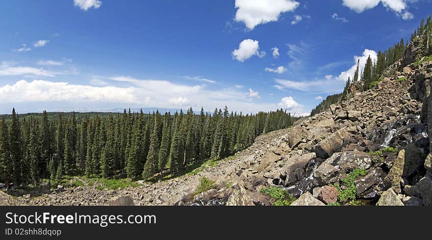 Panoramic View Grand Mesa National Forest in Colorado. The Worlds Largest Flat-Topped Mountain. Panoramic View Grand Mesa National Forest in Colorado. The Worlds Largest Flat-Topped Mountain