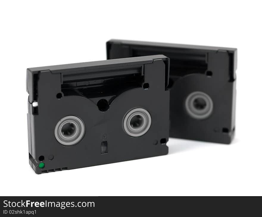 Mini DV Cassettes isolated against a white background