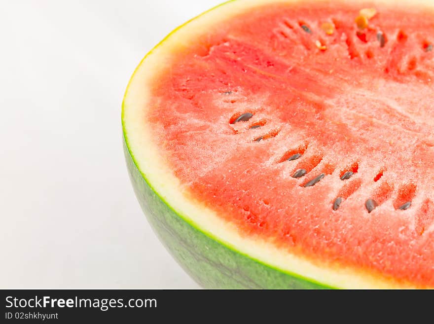 Half of Ripe Sliced Green Watermelon.