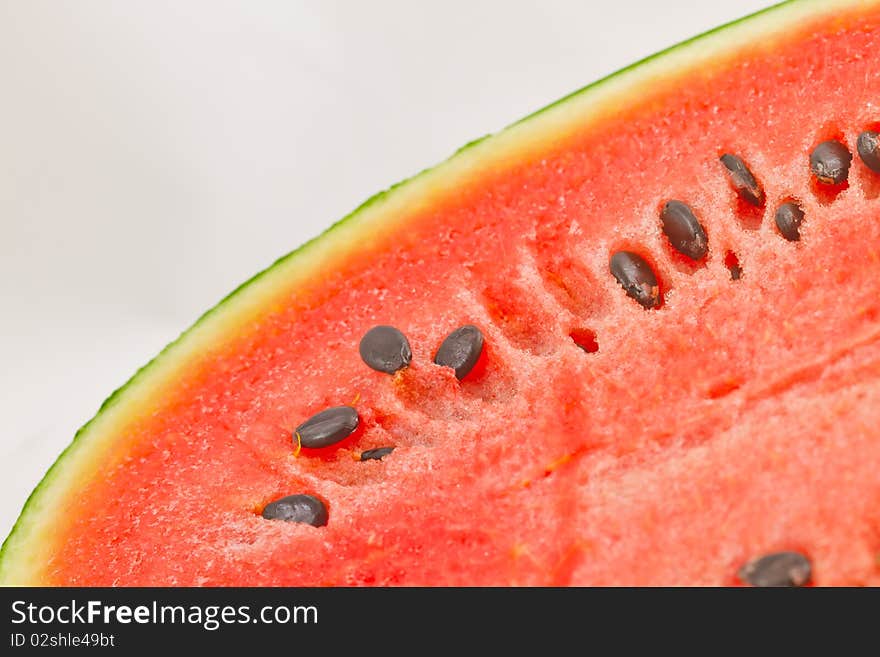 Half of Ripe Sliced Green Watermelon.