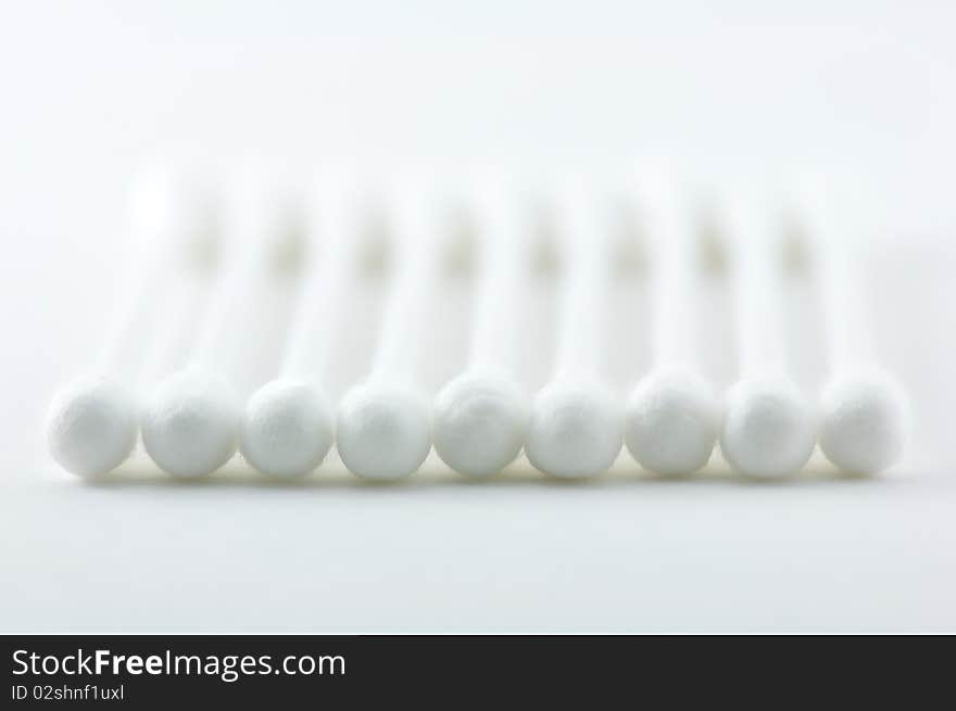 Cotton bud on white background