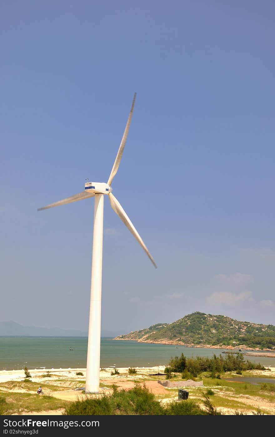 Wind power generator by sea