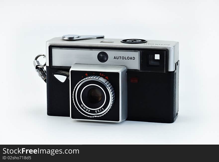 Vintage camera on white background