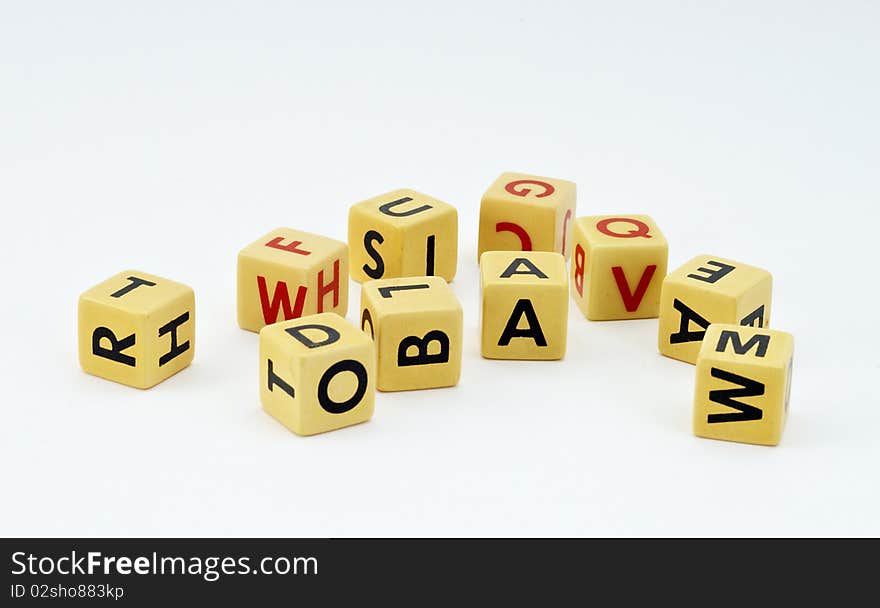 Vintage Dice on white background letters