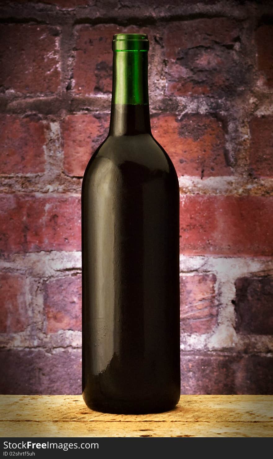 Wine Bottle On Brick