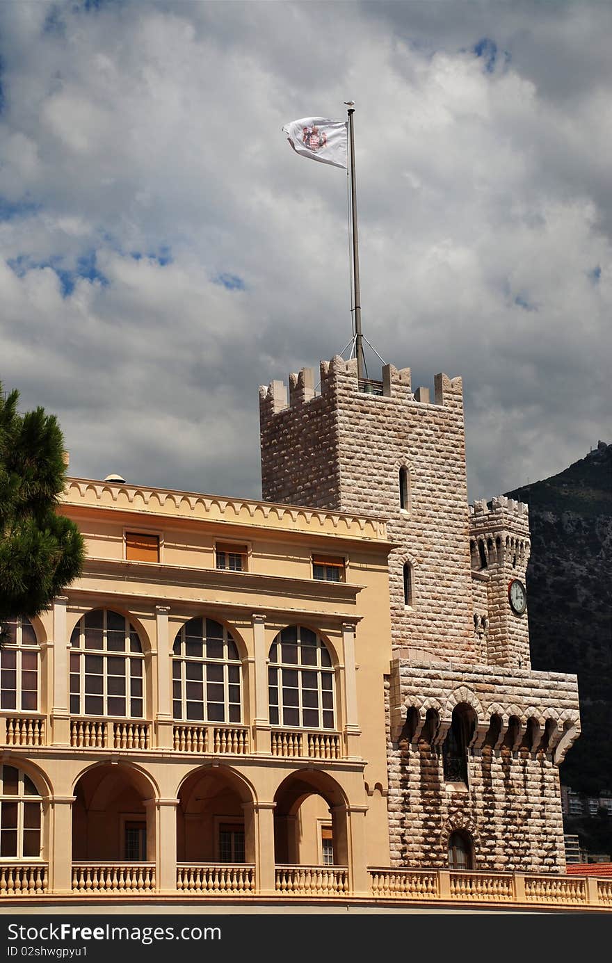 Principality of Monaco Prince's Palace with arms flag