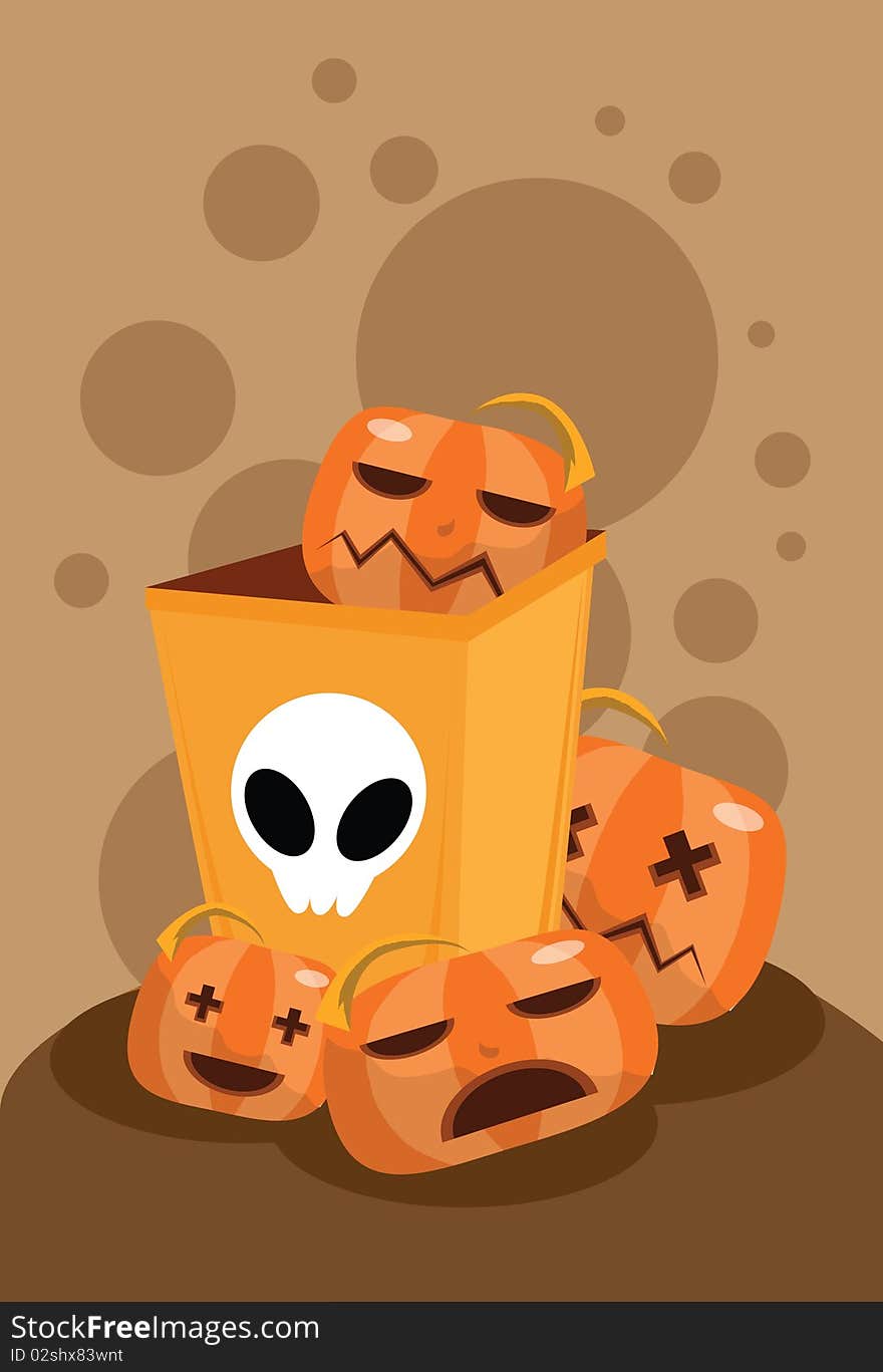 The pumpkin ghost in bin