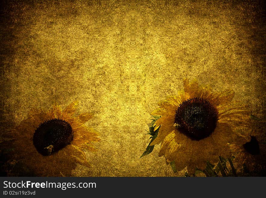 A grunge paper ornated with flowers. A grunge paper ornated with flowers