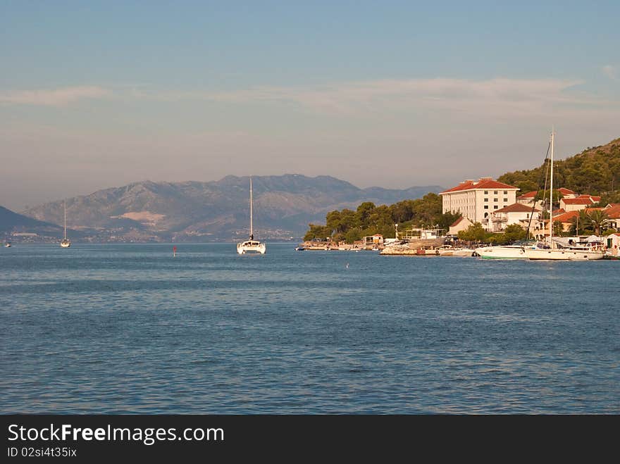 Here is shot of the Croatian coastline near Trogir and Split. Here is shot of the Croatian coastline near Trogir and Split.