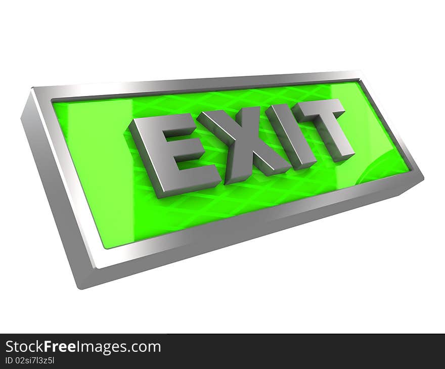 3d illustration of exit sign light isolated over white background