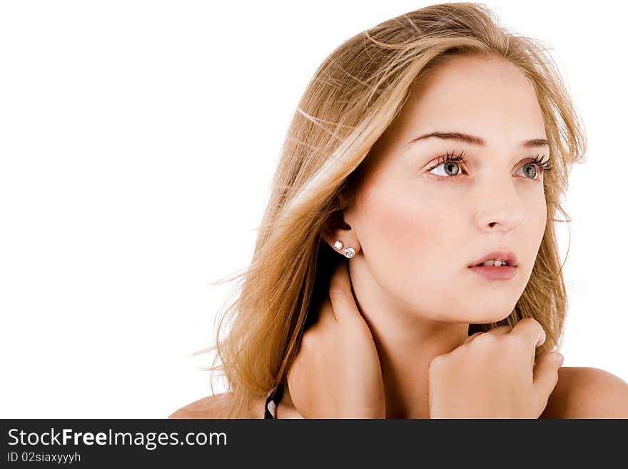 Closeup portrait of a young beautiful women