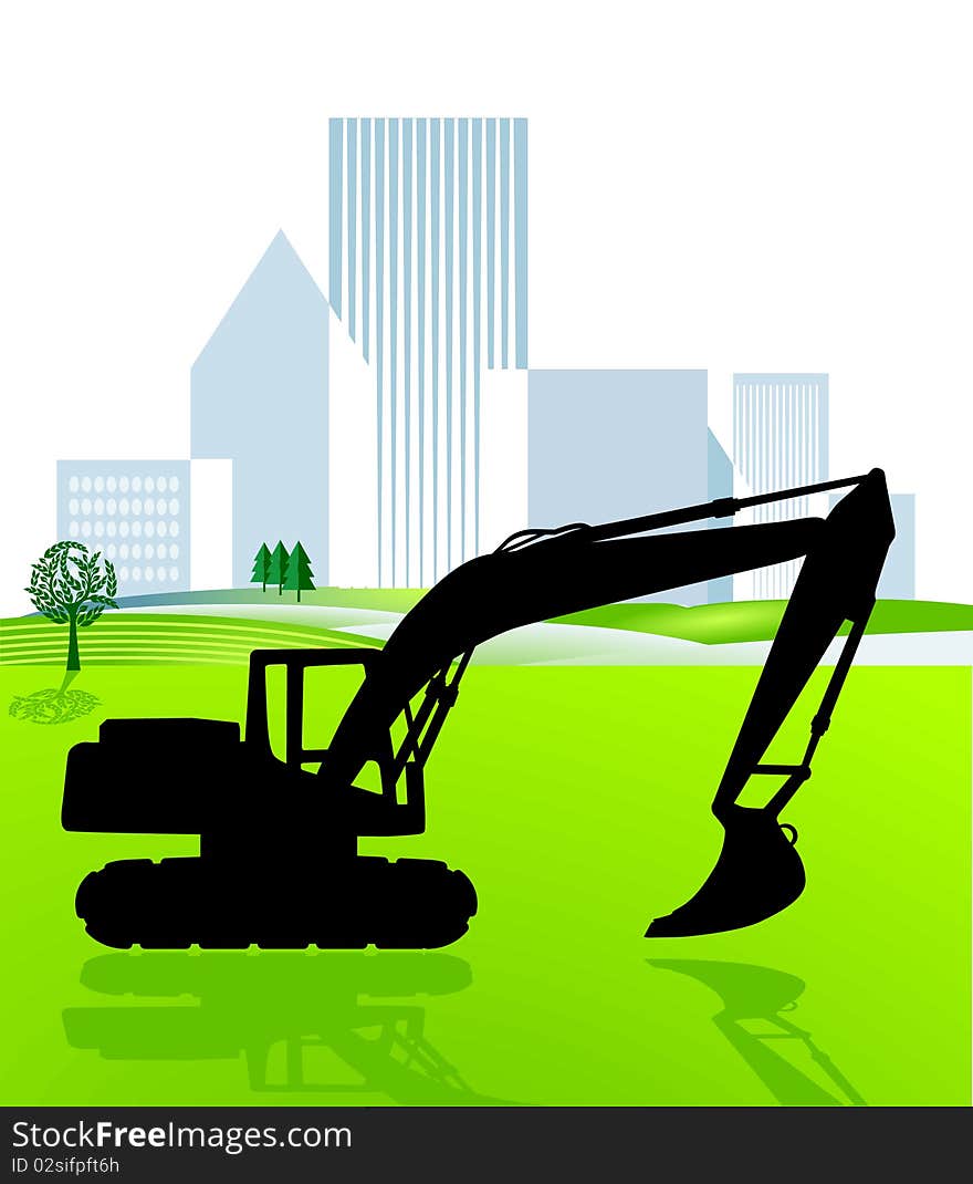 Shovel excavator and city