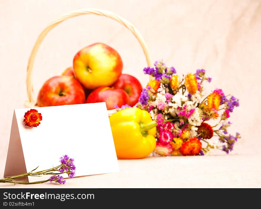 Greeting card and fruit