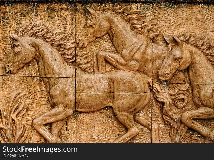 Horses Stucco Wall