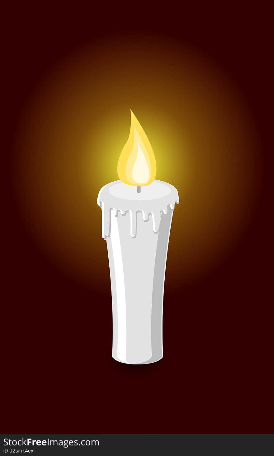 Vector illustration of burning candle on dark background. Vector illustration of burning candle on dark background