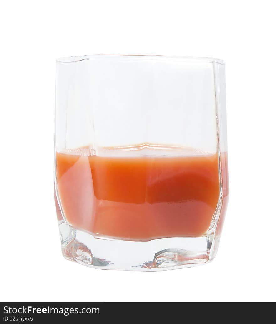 Tomato juice in glass isolated with path