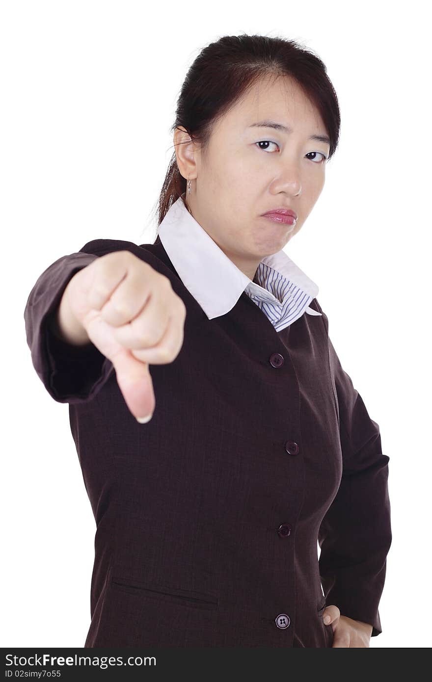 Businesswoman Giving Thumbs Down