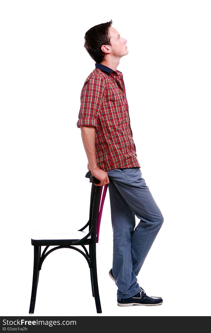 Young and attractive boy on white background